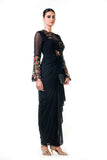 Anushree Agarwal  Black Embroidered Bell Sleeves Draped Dress
