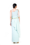 Anushree Agarwal Blush Green Single Shoulder Cape Gown