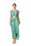 Anushree Agarwal Green Crop Top and Draped Skirt