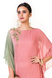 Anushree Agarwal Pink and Green Kaftan Drape Gown