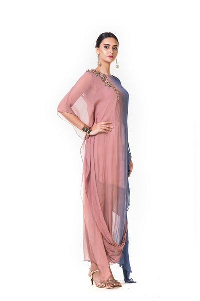 Anushree Agarwal Pink and Blue Kaftan Drape Gown