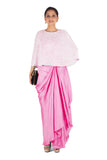 Anju Agarwal Hand Embroidered Pink Drape Skirt & Cape Set