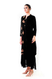 Anju Agarwal Black Hand Embroidered Cowl Tunic Dress