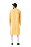 Anju Agarwal Pastel Yellow Round Neck Side Slit Zipper Kurta Set