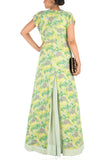 Anju Agarwal Hand Embroidered Pale Green Micro Pleated Flare Gown With Printed Jacket