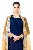 Anju Agarwal Navy Blue Double Layer Dress With Beige Dupatta