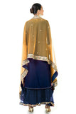 Anju Agarwal Navy Blue Double Layer Dress With Beige Dupatta