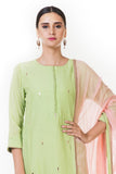 Anju Agarwal Green Silk Salwar Suit Set